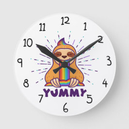 Cute Sloth Rund Klocka