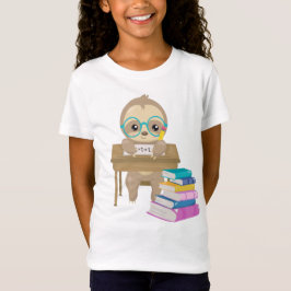 Cute Sloth School Desk Math Writing Reading Bokar T Shirt