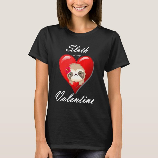 Cute Sloth Shirt Valentines day Heart Sloth Valent T (Framsida)