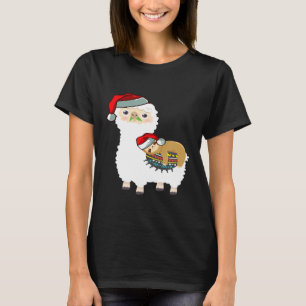 Cute Sloth Sleeping på Llama Alpaca I Julafton Kri T Shirt