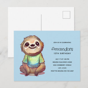 Cute Sloth som bar en skeppsdagg Inbjudan Vykort