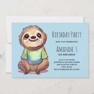 Cute Sloth som bar en skeppsdagg Inbjudningar