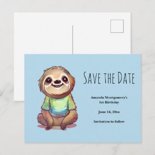 Cute Sloth som fick en skiva Spara datum Inbjudan Vykort