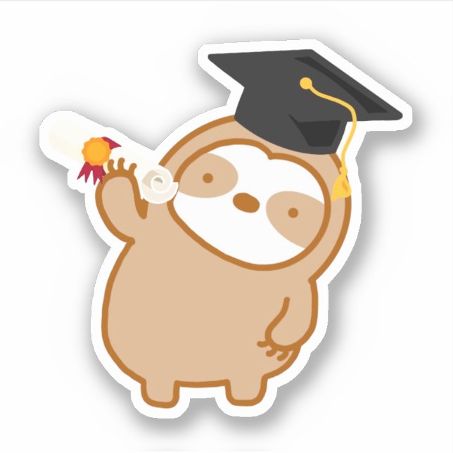 Cute Sloth Studenten Vinyl Sticker Klistermärken (Framsida)