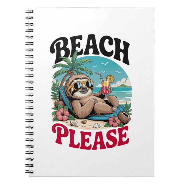 Cute Sloth Summertime Anteckningsbok (Framsidan)
