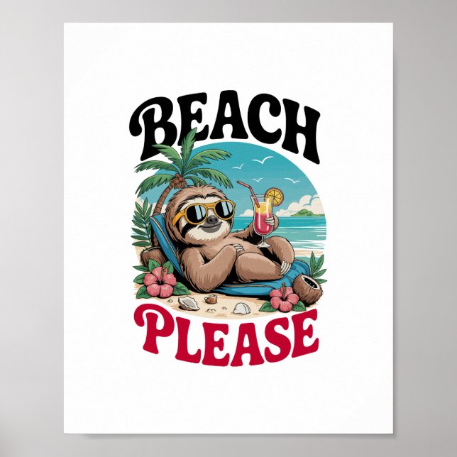 Cute Sloth Summertime Poster (Framsidan)