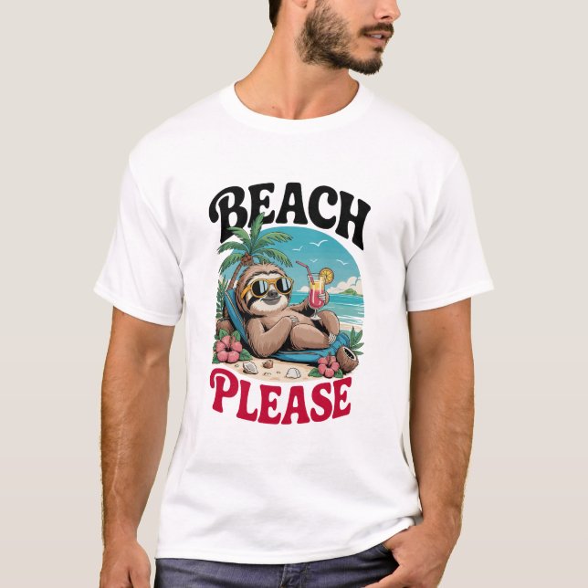Cute Sloth Summertime T Shirt (Framsida)
