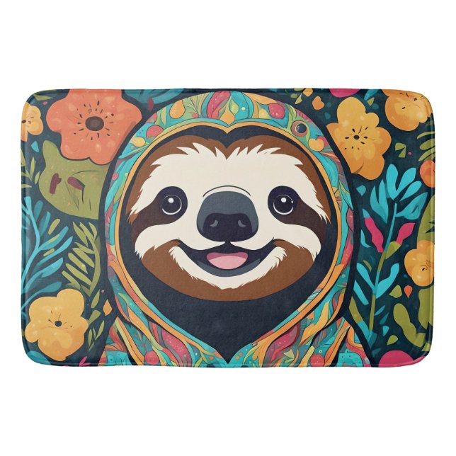 Cute sloth surrounded by flowers badrumsmatta (Framsidan)