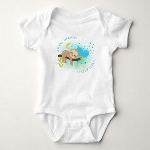 Cute Sloth Sweet Dreams Sömnig Head Newborn Boy T Shirt