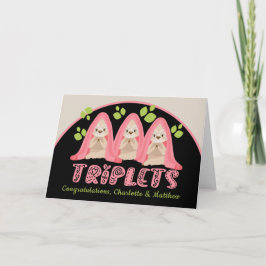 Cute Sloth Three Girls New Triplet Spädbarn Kort