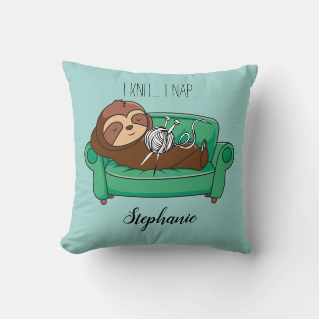 Cute Sloth Tote Bag Knitting ThLED Gift Kudde (Framsida)