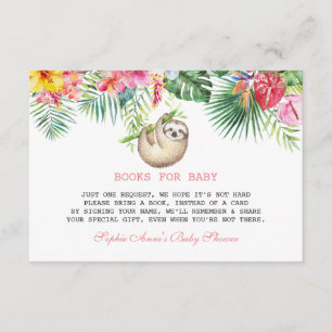 Cute Sloth Tropical Flowers Bouquet Baby Shower Tilläggskort