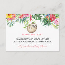 Cute Sloth Tropical Flowers Bouquet Baby Shower Tilläggskort