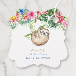 Cute Sloth Tropical Flowers Ram Baby Shower Gåvor Etiketter