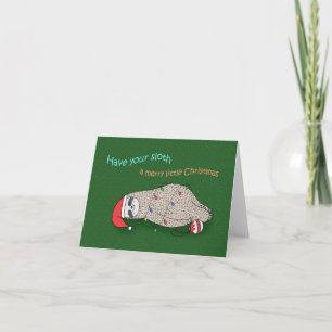 Cute Sloth trött Napping Finny Jul Helgdag Kort