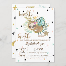 Cute Sloth Twinkle Little Star Baby Shower Inbjudningar