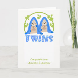 Cute Sloth Two Boys New Twin Spädbarn Kort