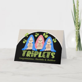 Cute Sloth Two Boys One Girl New Triplet Spädbarn Kort