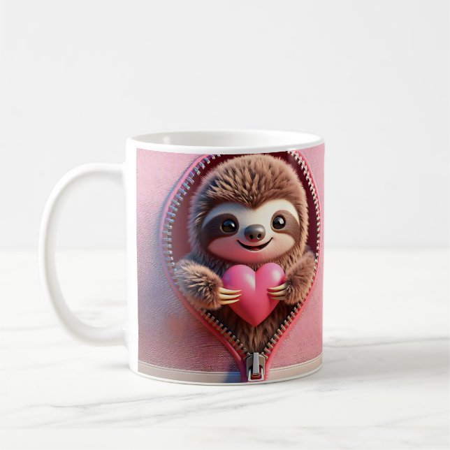 Cute Sloth Valentine Mugg (Vänster)