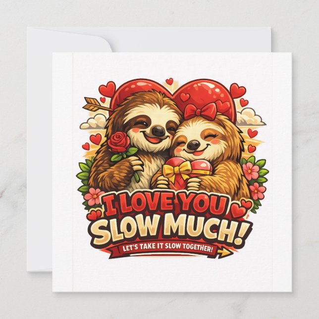 Cute Sloth Valentine’s Day Love Design, I Love You Inbjudningar (Framsida)