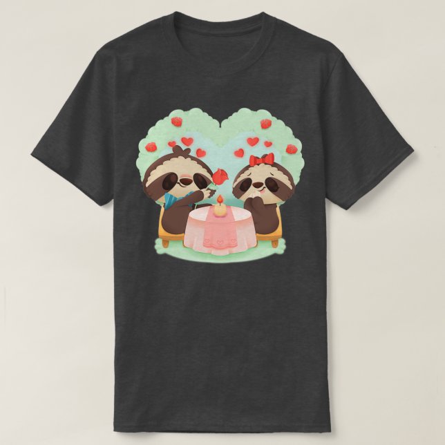 Cute Sloth valentines day T Shirt (Design framsida)