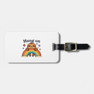 Cute Sloth � vänta � Regnbåge Positive Quote Stick Bagagebricka