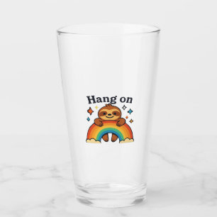 Cute Sloth � vänta � Regnbåge Positive Quote Stick Glaskopp