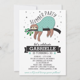 Cute Sloth Vuxen Slumber Party-inbjudan Inbjudningar