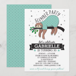 Cute Sloth Vuxen Slumber Party-inbjudan Inbjudningar