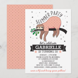 Cute Sloth Vuxen Slumber Party-inbjudan Inbjudningar