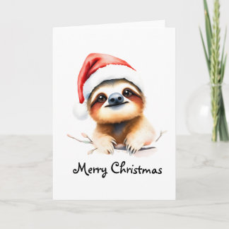 Cute Sloth Wearing Santa Hat Kort
