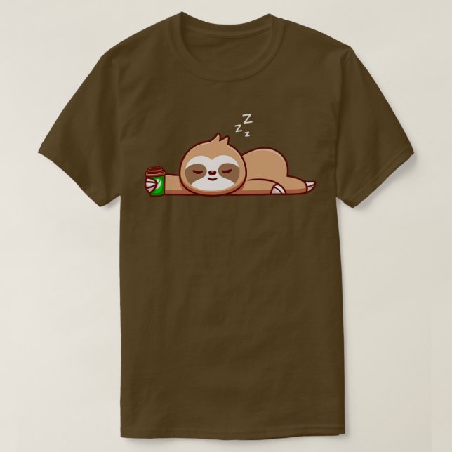 Cute Sloth with Coffee Kopp Tecknad1 T Shirt (Design framsida)