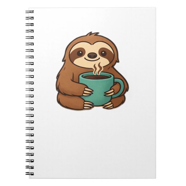 Cute Sloth with Coffee Mugg - Mysigt Relaxated Ani Anteckningsbok (Framsidan)