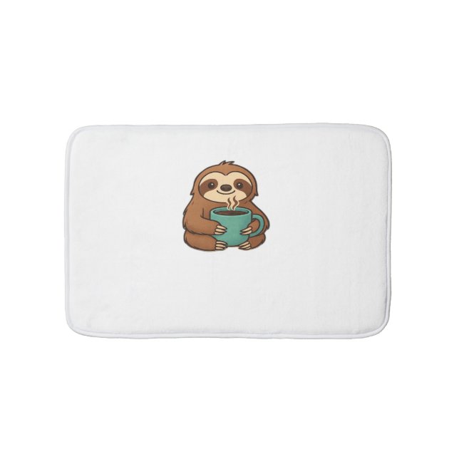 Cute Sloth with Coffee Mugg - Mysigt Relaxated Ani Badrumsmatta (Framsidan)