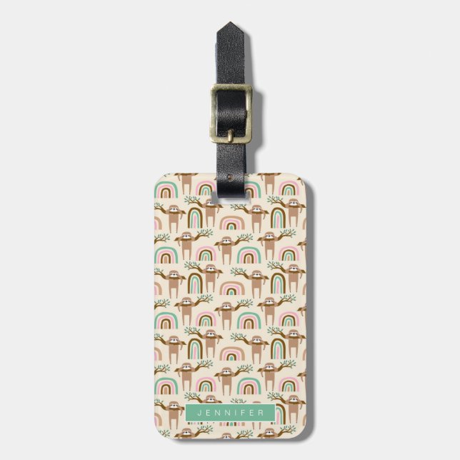 Cute Sloths and Rainbows Luggage Taggs Bagagebricka (Vertikal Framsida)