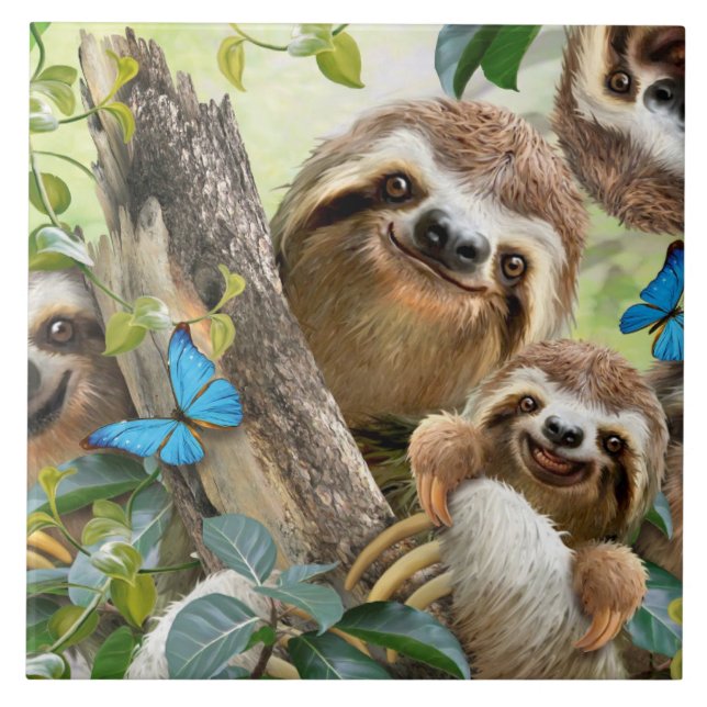 Cute Sloths - bakgrund Kakelplatta (Framsidan)