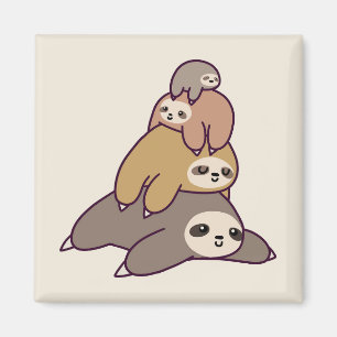 Cute Sloths - bakgrund Magnet