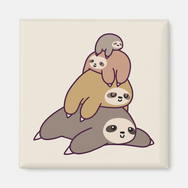 Cute Sloths - bakgrund Magnet (Framsidan)