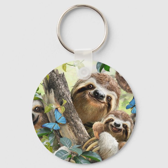 Cute Sloths - bakgrund Nyckelring (Framsida)