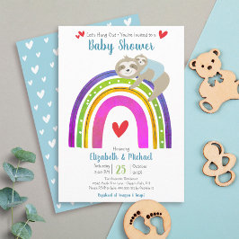 Cute Sloths, Boho Rainbow, Modern Boy Shower Inbjudningar