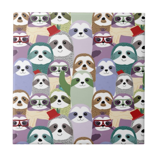 Cute Sloths Ceramic Tile Kakelplatta (Framsidan)