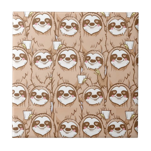 Cute Sloths Ceramic Tile Kakelplatta (Framsidan)