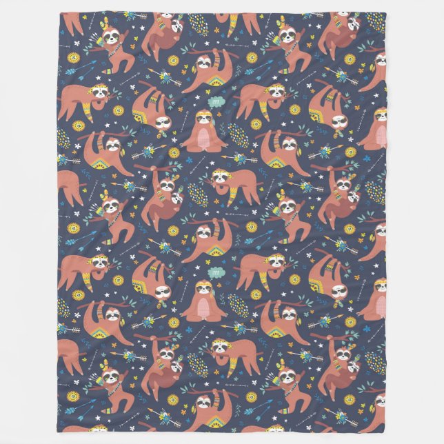 Cute Sloths Fleece Blanket (Framsidan)