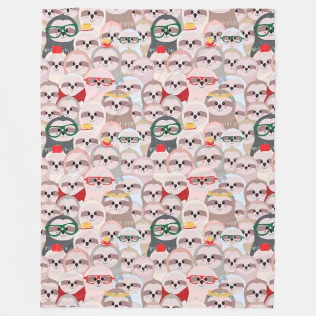 Cute Sloths Fleece Blanket (Framsidan)