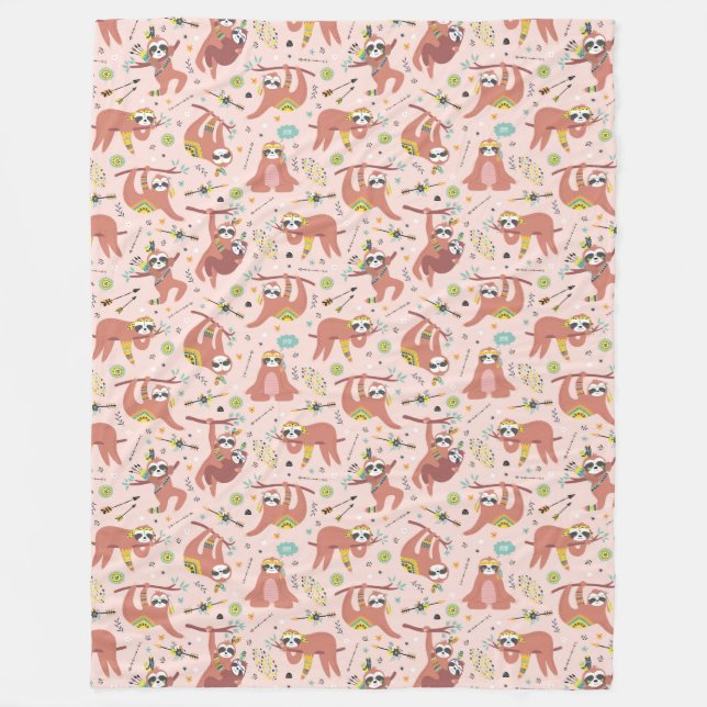 Cute Sloths Fleece Blanket (Framsidan)