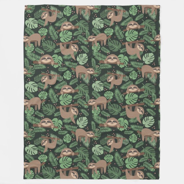 Cute Sloths Fleece Blanket (Framsidan)