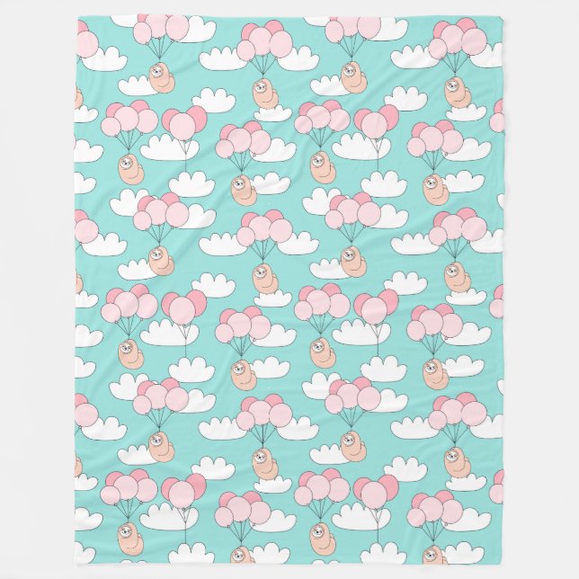 Cute Sloths Fleece Blanket (Framsidan)