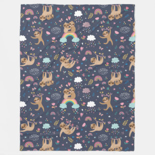 Cute Sloths Fleece Blanket