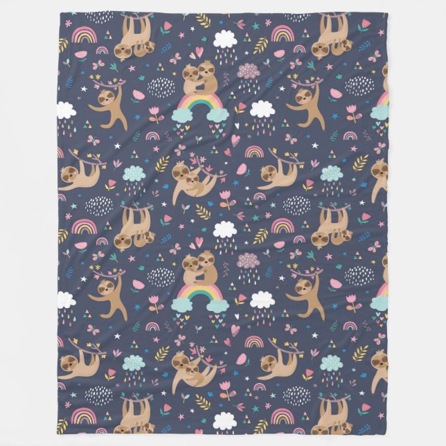 Cute Sloths Fleece Blanket (Framsidan)