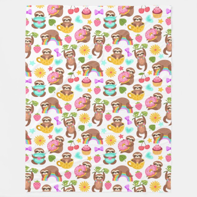 Cute Sloths Fleece Blanket (Framsidan)